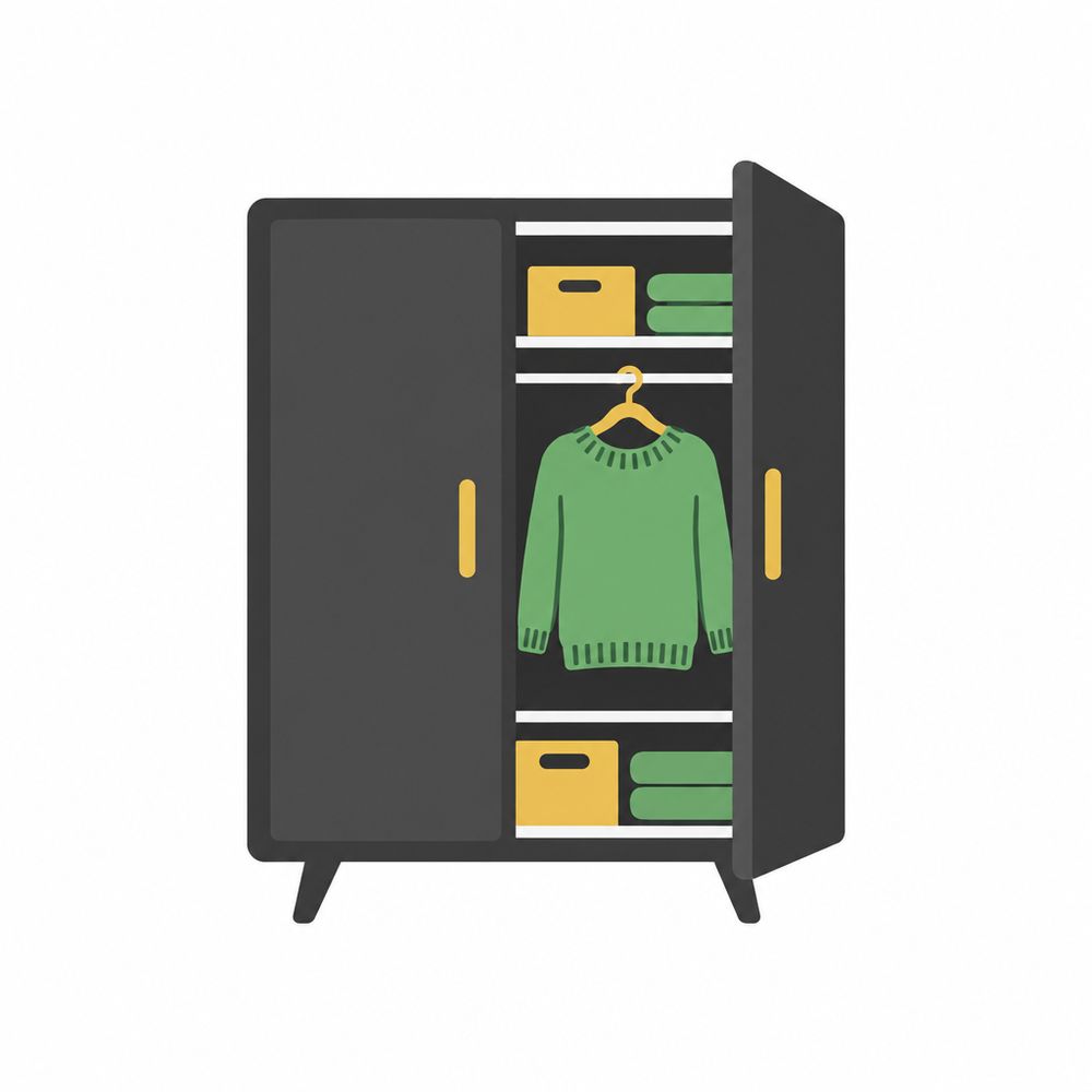 In closets, on clothes